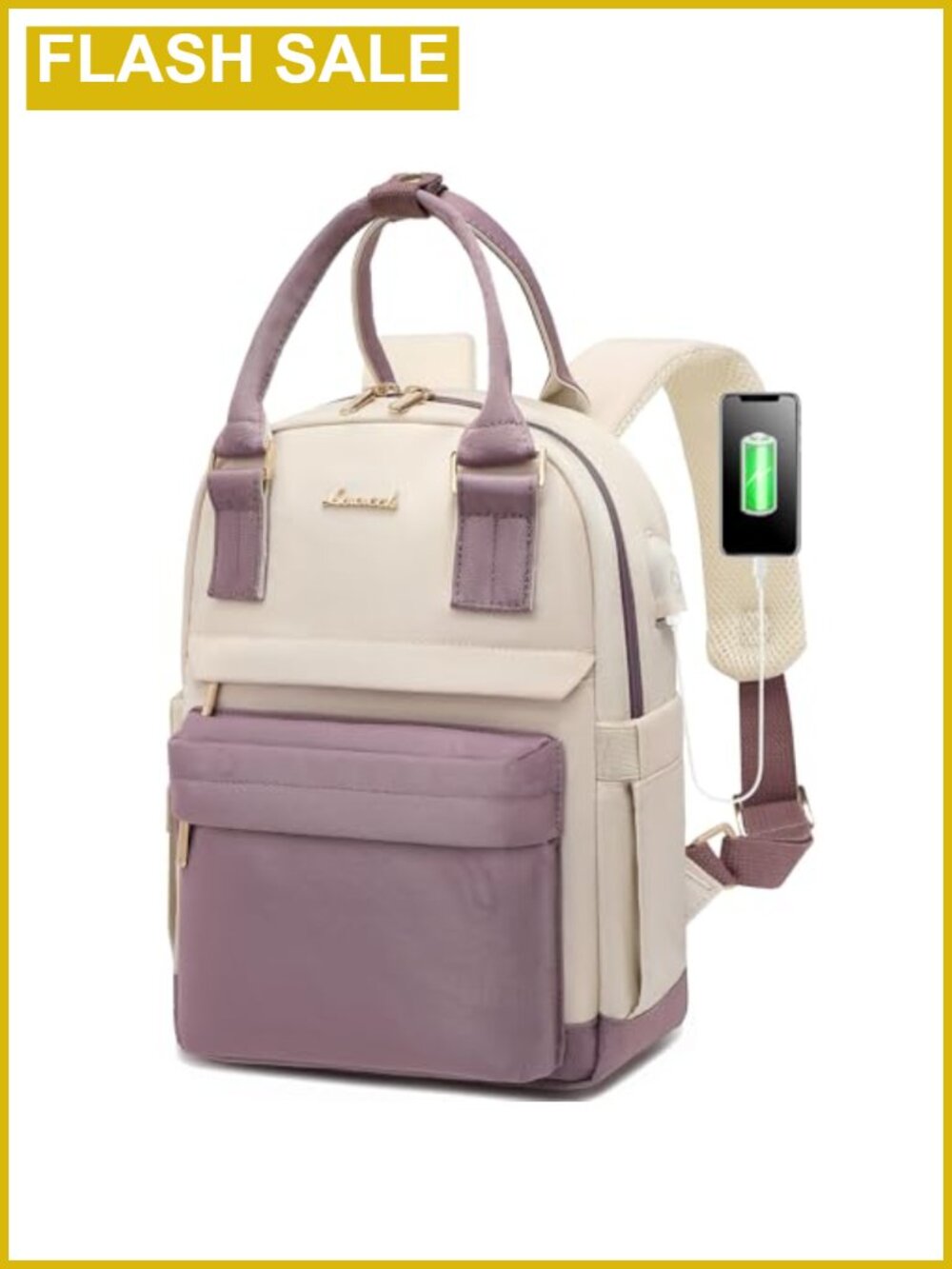 Mini Backpack for Women Waterproof Nylon Daypack with USB Port